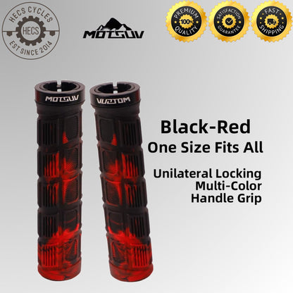 Motsuv Bicycle Handlebar Grips Lock-On Anti-Slip Soft Silicone Rubber MTB Mountain Bike Cycling Grips with Aluminium Alloy Clamps