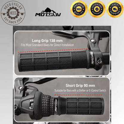 Bicycle Handlebar Grips Long Short Anti-Slip Rubber Ergonomic Lock-On Grips for Twist Grip Shifters Folding MTB Bikes