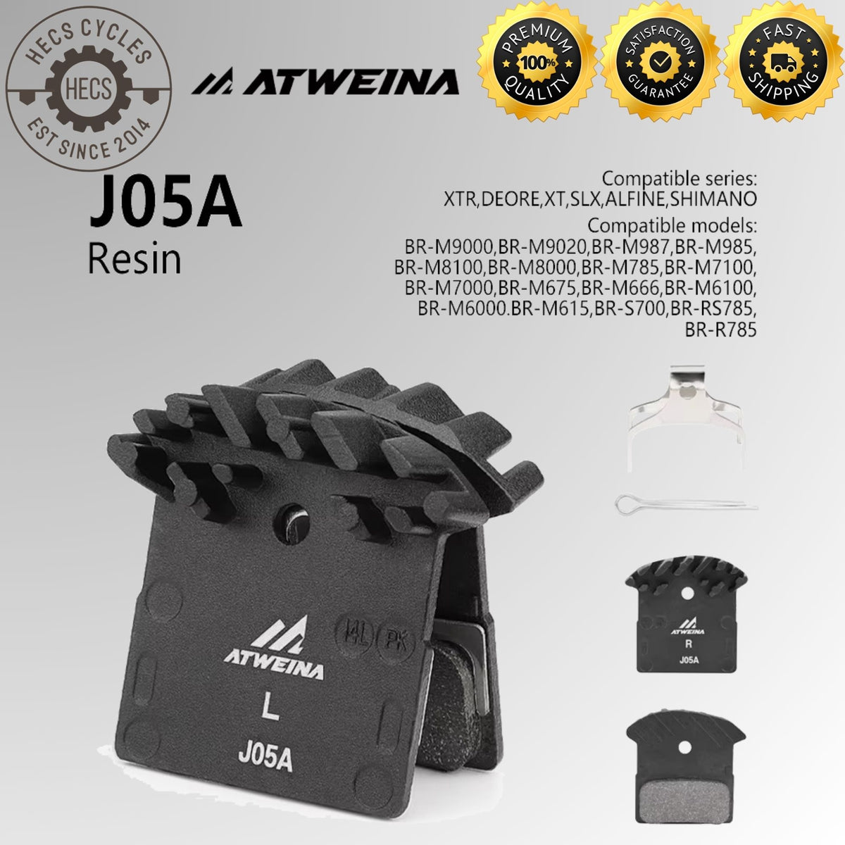 ATWEINA Bicycle Disc Brake Pads Resin Metal Heat Dissipation J05A L05A J04C L04C Compatible with Shimano MTB Road Bike