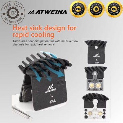 ATWEINA Bicycle Disc Brake Pads Resin Metal Heat Dissipation J05A L05A J04C L04C Compatible with Shimano MTB Road Bike