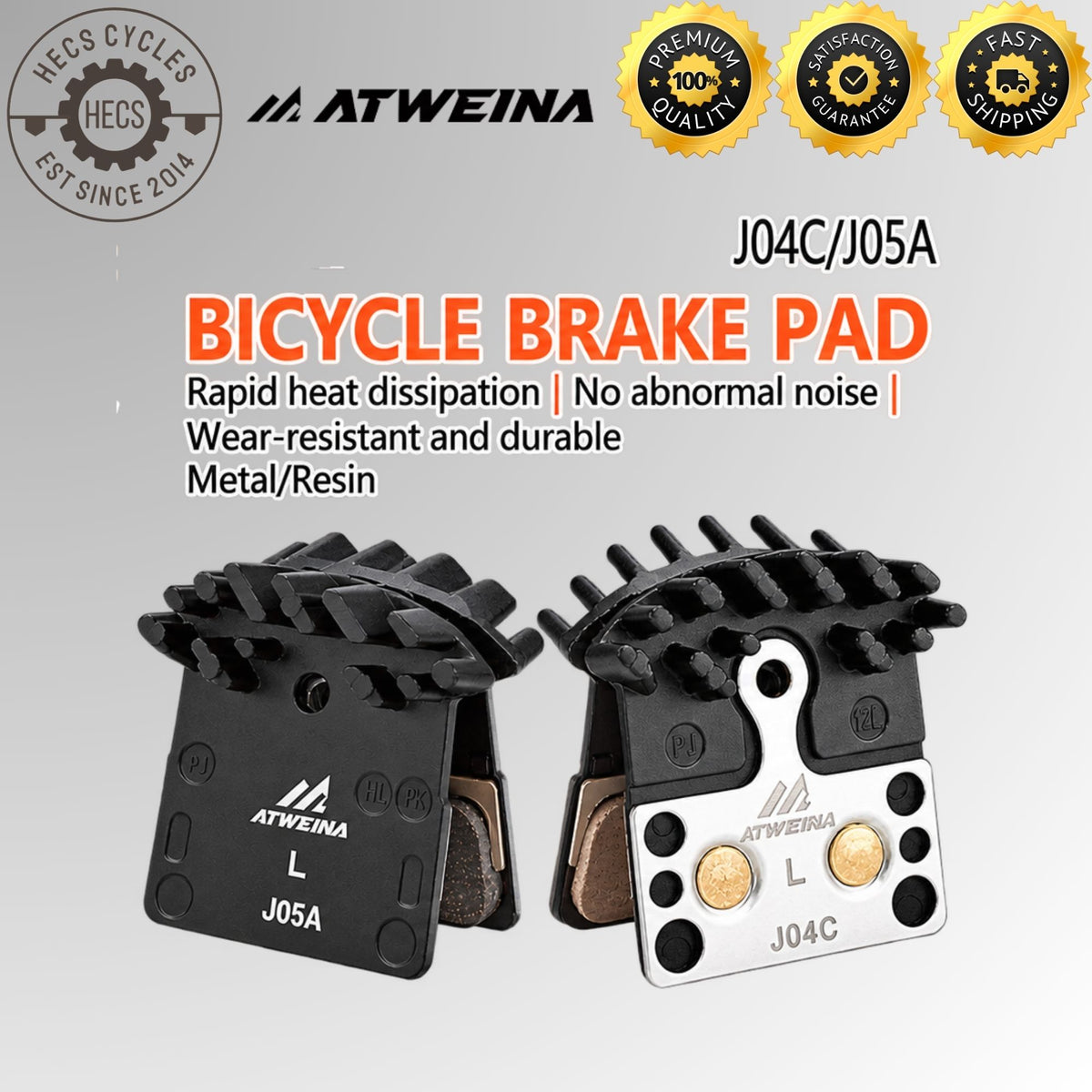 ATWEINA Bicycle Disc Brake Pads Resin Metal Heat Dissipation J05A L05A J04C L04C Compatible with Shimano MTB Road Bike