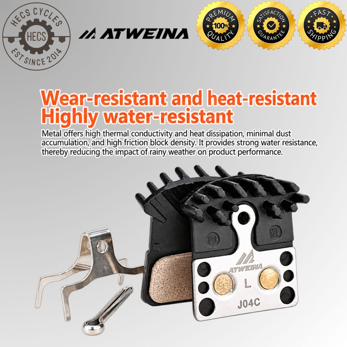 ATWEINA Bicycle Disc Brake Pads Resin Metal Heat Dissipation J05A L05A J04C L04C Compatible with Shimano MTB Road Bike