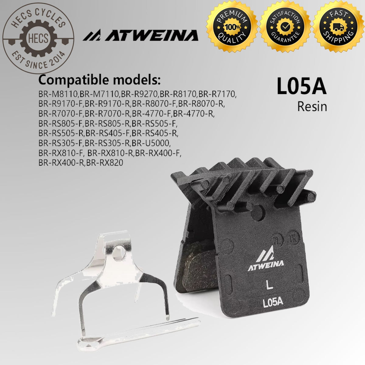 ATWEINA Bicycle Disc Brake Pads Resin Metal Heat Dissipation J05A L05A J04C L04C Compatible with Shimano MTB Road Bike