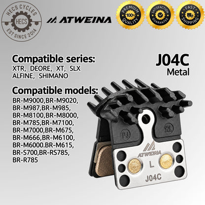 ATWEINA Bicycle Disc Brake Pads Resin Metal Heat Dissipation J05A L05A J04C L04C Compatible with Shimano MTB Road Bike
