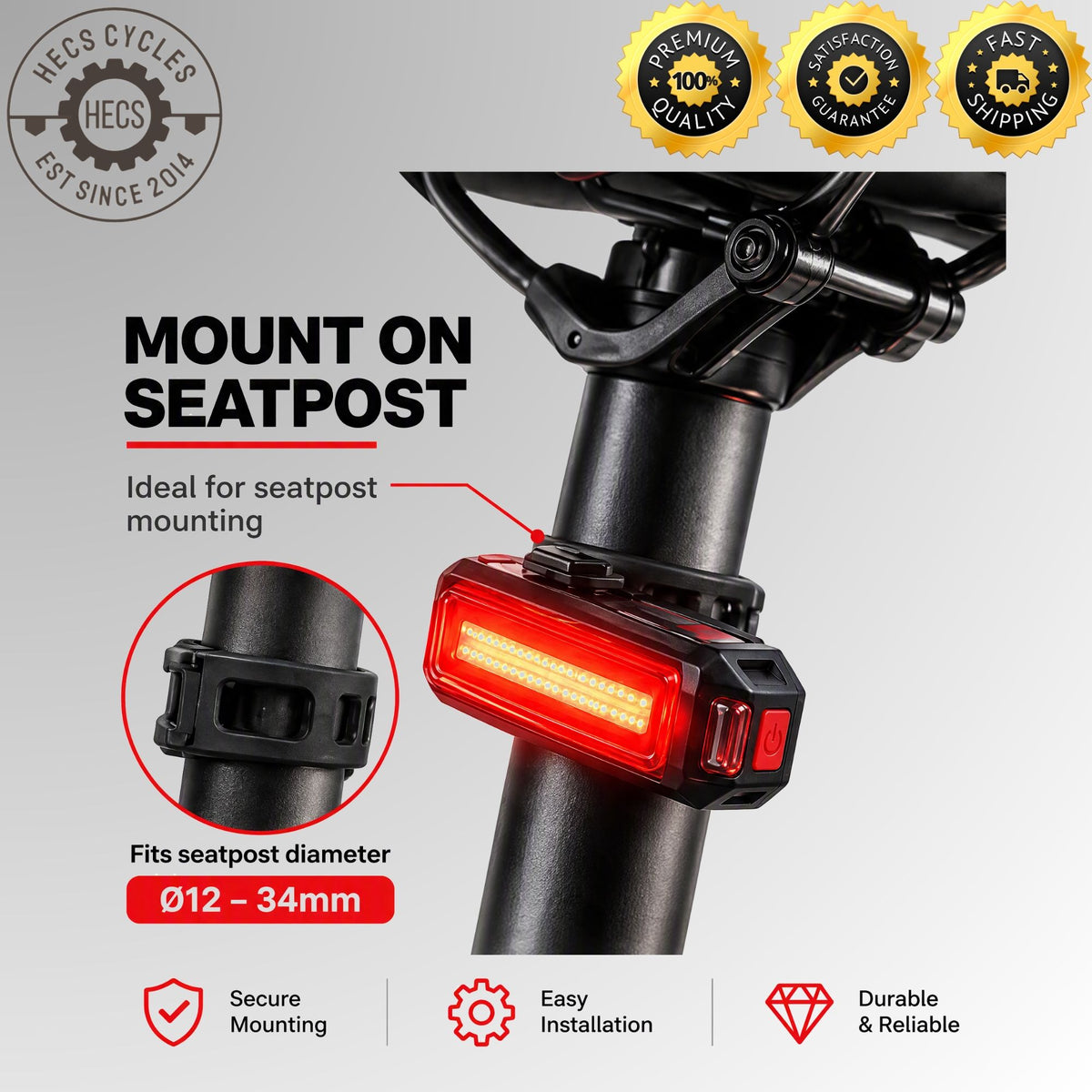 USB Rechargeable LED Bicycle Rear Tail Bicycle Light