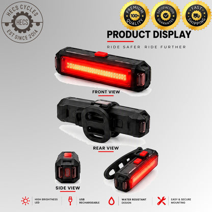 USB Rechargeable LED Bicycle Rear Tail Bicycle Light