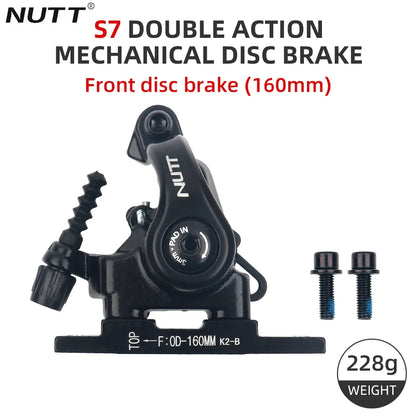 NUTT S7 Road Bike Mechanical Disc Brake Caliper Dual Piston Flat Mount 140 160mm Front Rear Cable Pull