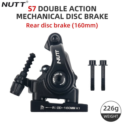 NUTT S7 Road Bike Mechanical Disc Brake Caliper Dual Piston Flat Mount 140 160mm Front Rear Cable Pull