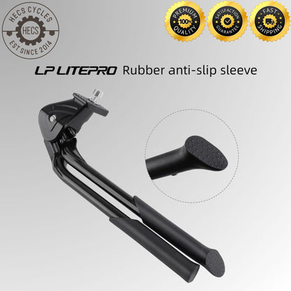 Adjustable Double Kickstand for Foldables & Mountain Bikes Mid-Mount Bicycle Parking Stand with Foot Rest