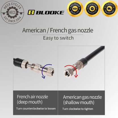 BLOOKE 300PSI High-Pressure Shock Pump with Gauge for Bicycle Forks, Rear Suspension, and Tyres