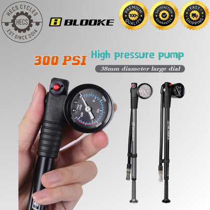BLOOKE 300PSI High-Pressure Shock Pump with Gauge for Bicycle Forks, Rear Suspension, and Tyres