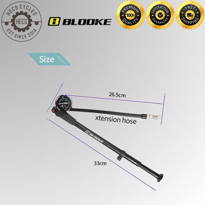 BLOOKE 300PSI High-Pressure Shock Pump with Gauge for Bicycle Forks, Rear Suspension, and Tyres