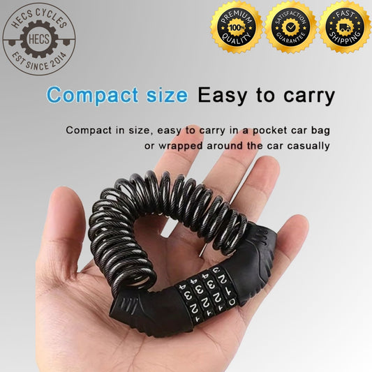 Bicycle Cable Lock 4 Digit Password Anti Theft Lock for Bike Motorcycle Helmet Bag