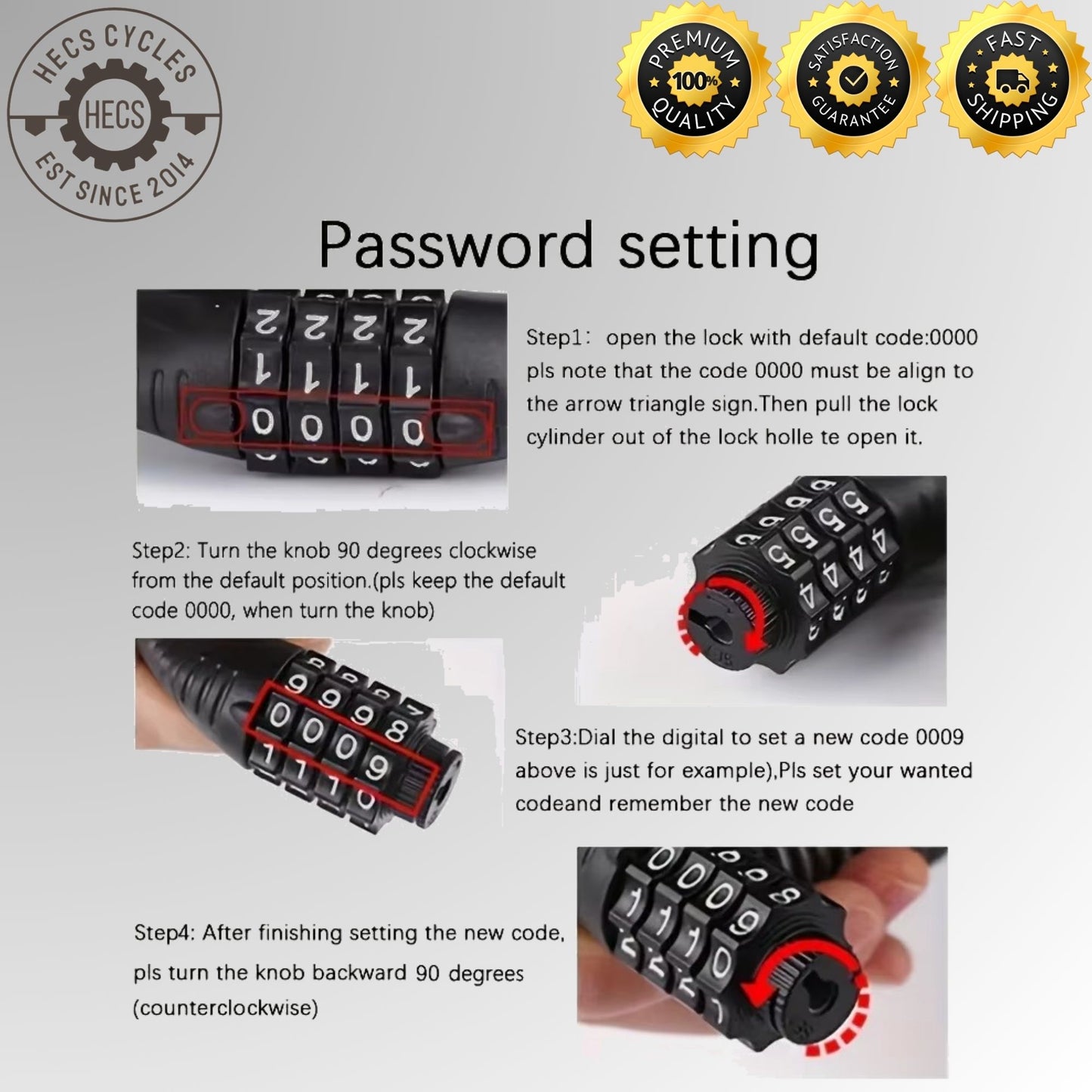 Bicycle Cable Lock 4 Digit Password Anti Theft Lock for Bike Motorcycle Helmet Bag