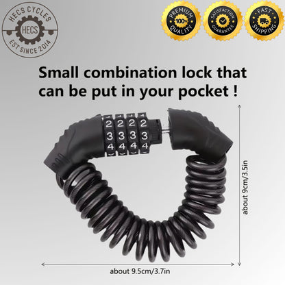 Bicycle Cable Lock 4 Digit Password Anti Theft Lock for Bike Motorcycle Helmet Bag