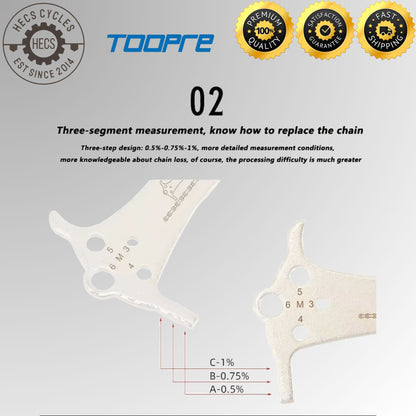 Bicycle Chain Wear Indicator Tool Stainless Steel Chain Stretch Checker Gauge for MTB and Road Bikes