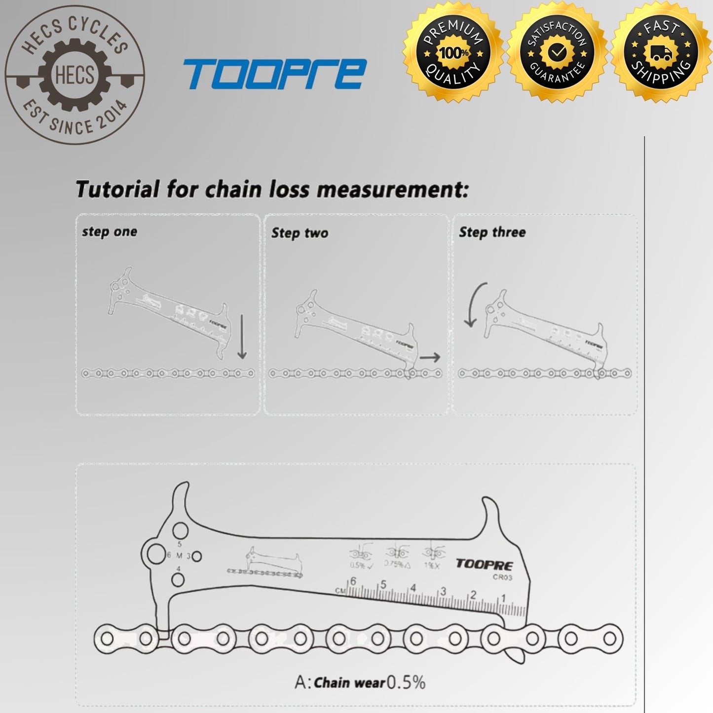 Bicycle Chain Wear Indicator Tool Stainless Steel Chain Stretch Checker Gauge for MTB and Road Bikes