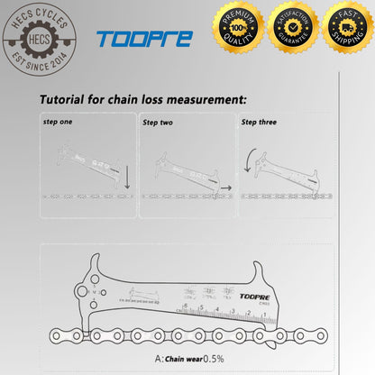 Bicycle Chain Wear Indicator Tool Stainless Steel Chain Stretch Checker Gauge for MTB and Road Bikes