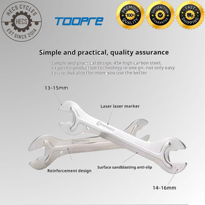 Bicycle Hub Cone Wrench Set 13/14/15/16/17/18/19/20mm – Open-End Spanner for Wheel & Pedal Repair