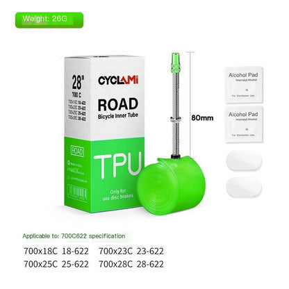 CYCLami Ultralight TPU Bike Inner Tube, 700 x 18/25/28/32, 26", 27.5", 29" Road and MTB Bicycle Tire