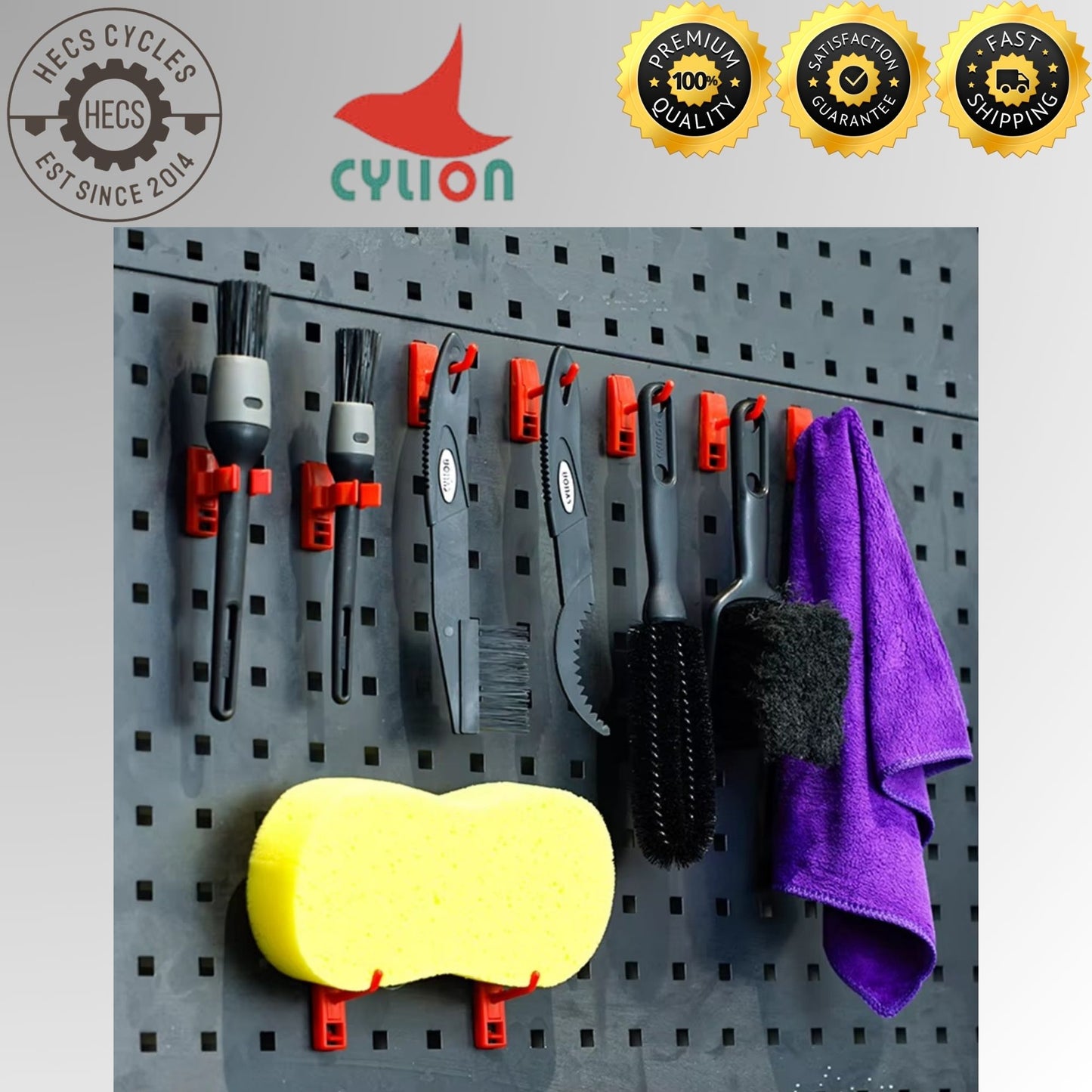 Cylion 8PCS Bicycle Cleaning Brush Tool Kit Bike Chain Cassette Drivetrain Cleaner Set