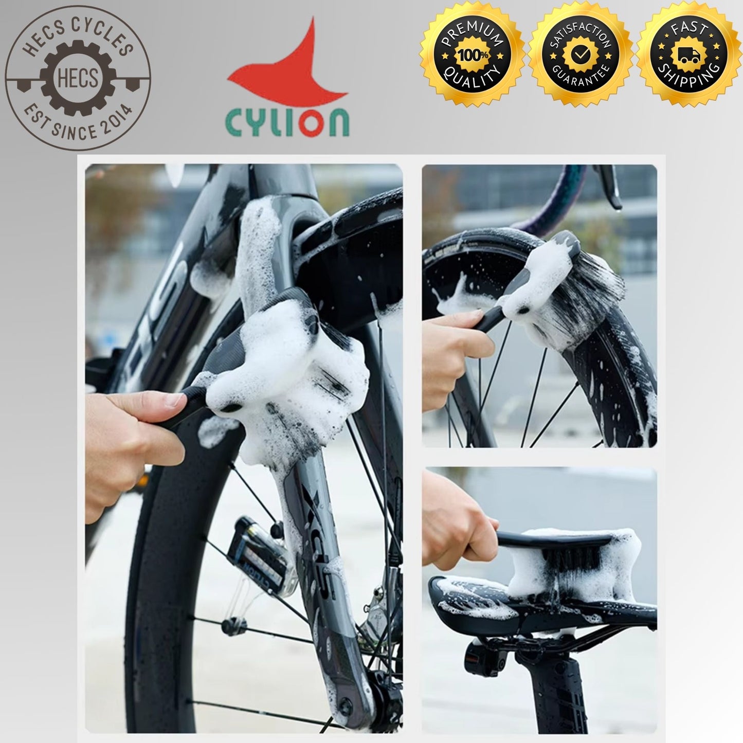 Cylion 8PCS Bicycle Cleaning Brush Tool Kit Bike Chain Cassette Drivetrain Cleaner Set