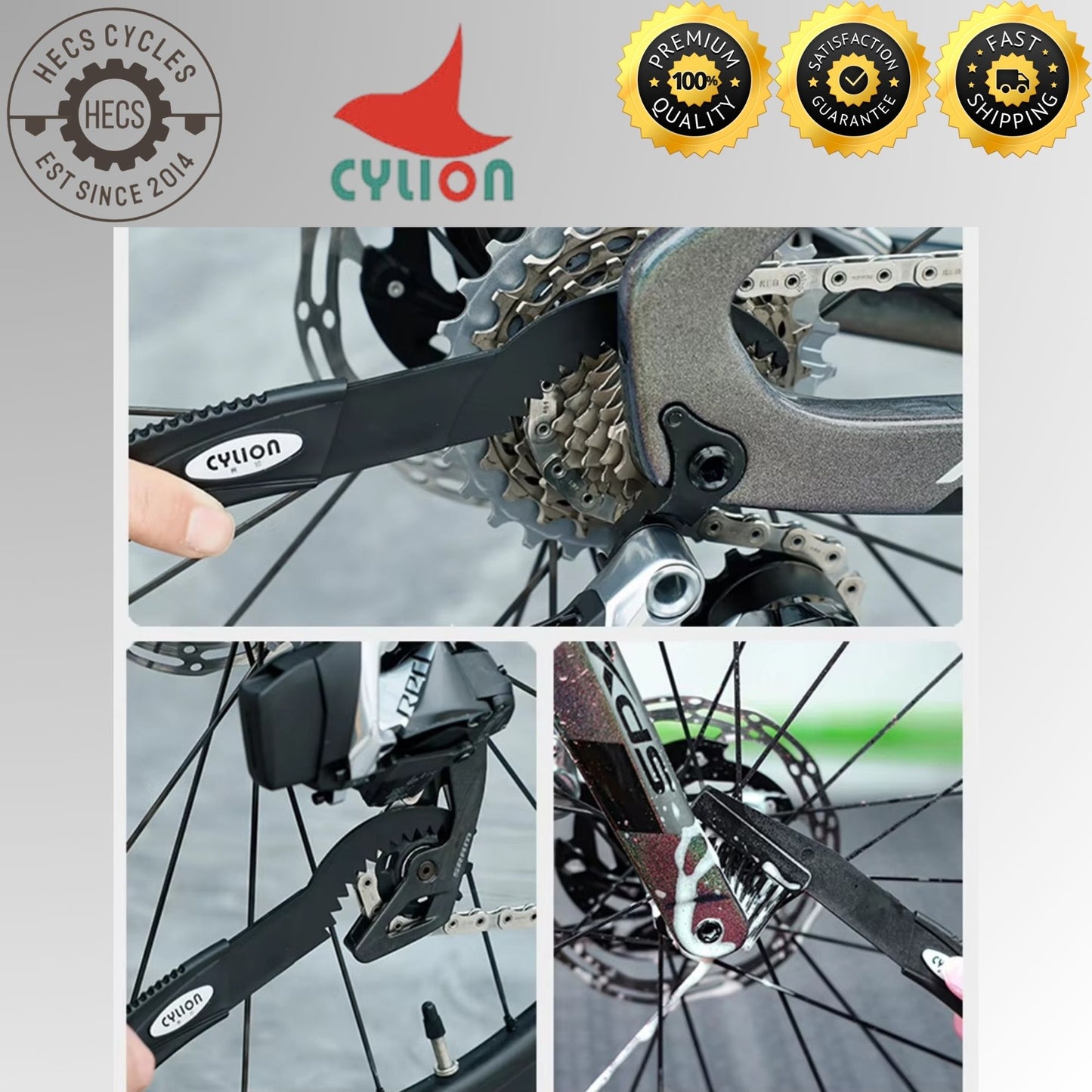 Cylion 8PCS Bicycle Cleaning Brush Tool Kit Bike Chain Cassette Drivetrain Cleaner Set