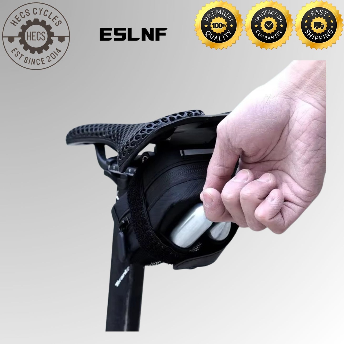 ESLNF Cycling Saddle Bag Waterproof Bicycle Tail Bag with Mesh Storage for MTB & Road Bikes