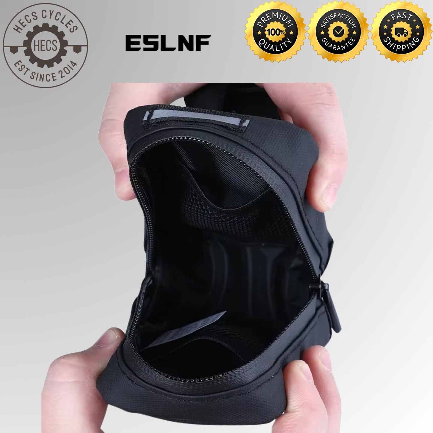 ESLNF Cycling Saddle Bag Waterproof Bicycle Tail Bag with Mesh Storage for MTB & Road Bikes