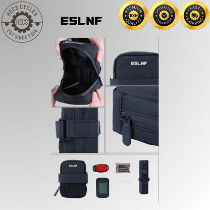 ESLNF Cycling Saddle Bag Waterproof Bicycle Tail Bag with Mesh Storage for MTB & Road Bikes