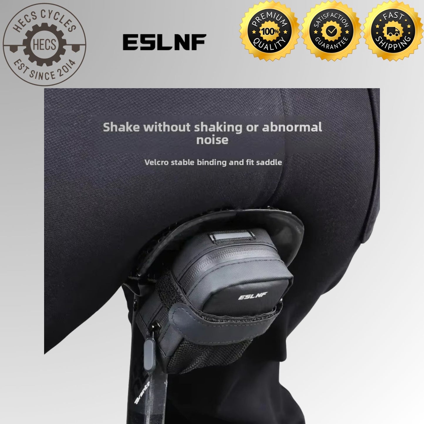 ESLNF Cycling Saddle Bag Waterproof Bicycle Tail Bag with Mesh Storage for MTB & Road Bikes
