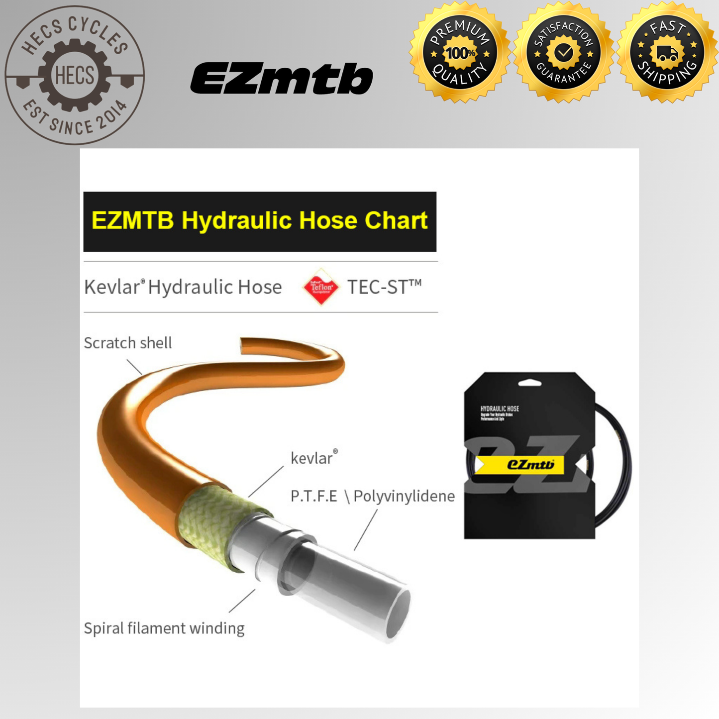 EZMTB Bike Hydraulic Hose for Shimano/SRAM/Avid /Formula/HOPE/ 1M 1.7M Cable Housing Bcycle Brake Cable Hose