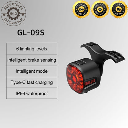 GIYO Smart Brake Tail Rear Light USB Rechargeable LED Rear Lamp IP66 Waterproof for MTB & Road Bikes Bicycles