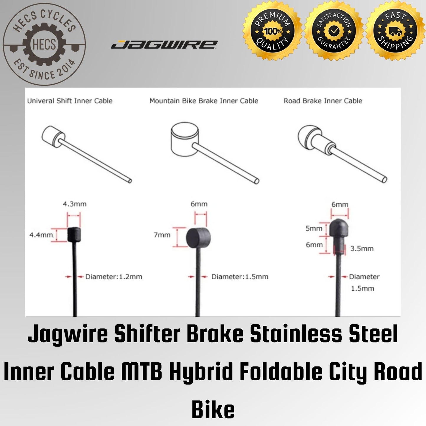 Jagwire Shifter Brake Stainless Steel Inner Cable MTB Hybrid Foldable City Road Bike