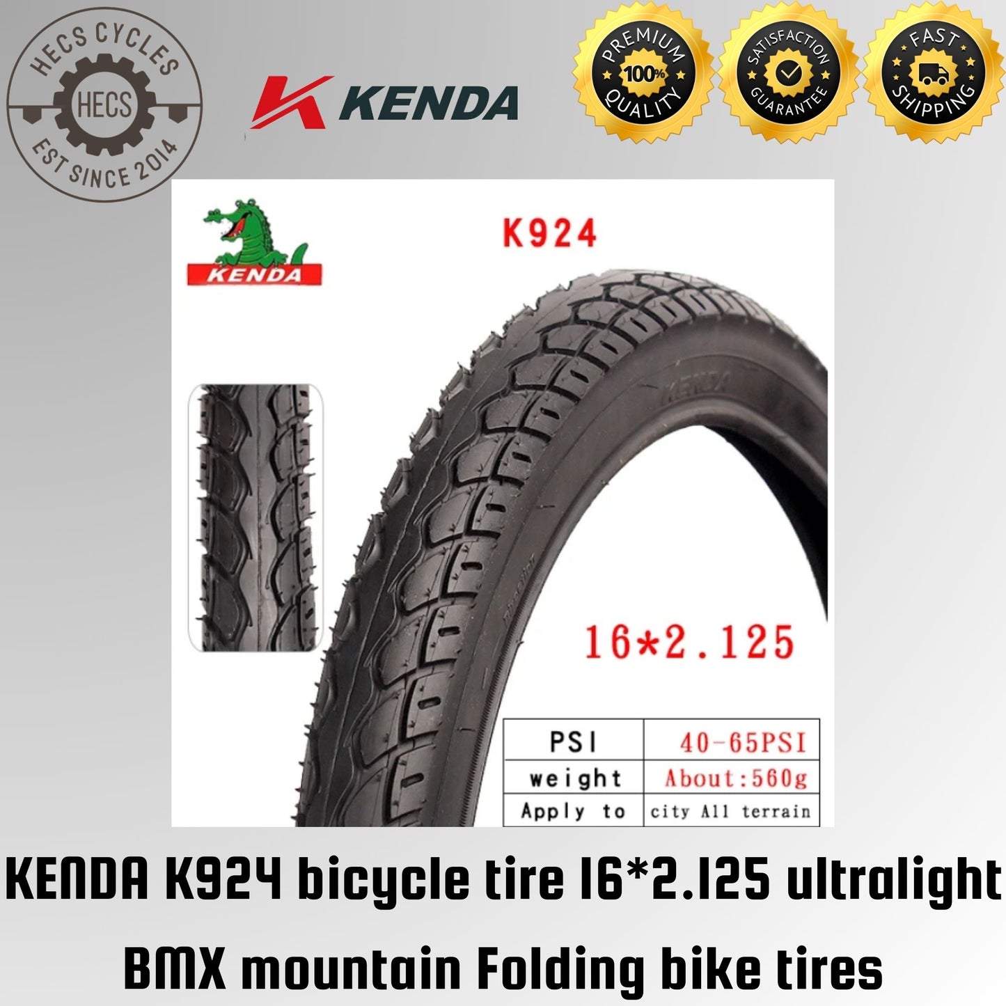 KENDA K924 bicycle tire 16*2.125 ultralight BMX mountain Folding bike ebike tires