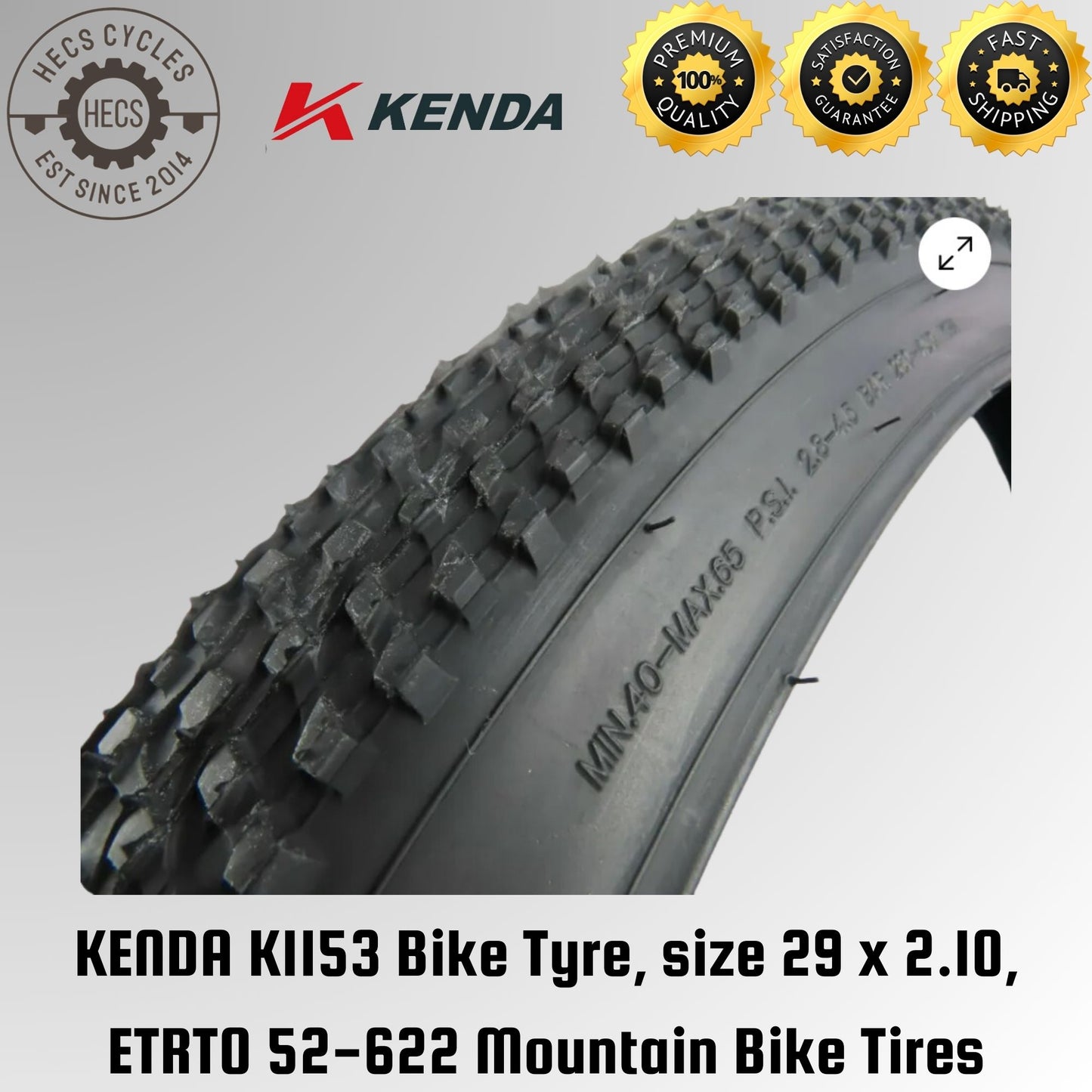 KENDA K1153 Bike Tyre, size 29 x 2.10, ETRTO 52-622 Mountain Bike Tires