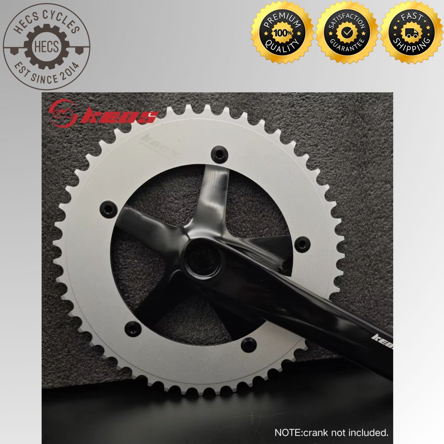 KEOS 144BCD Fixed Gear Track Chainring CNC Aluminium Single Speed 44T–70T Black/Silver