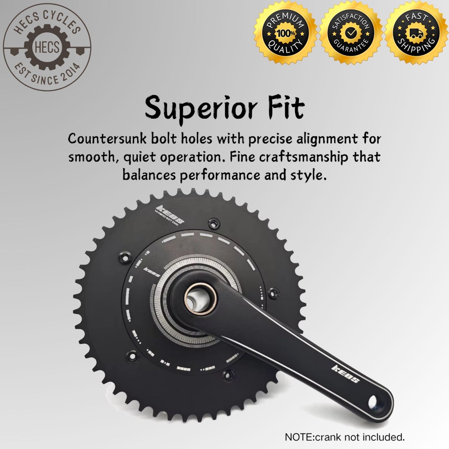KEOS 144BCD Fixed Gear Track Chainring CNC Aluminium Single Speed 44T–70T Black/Silver