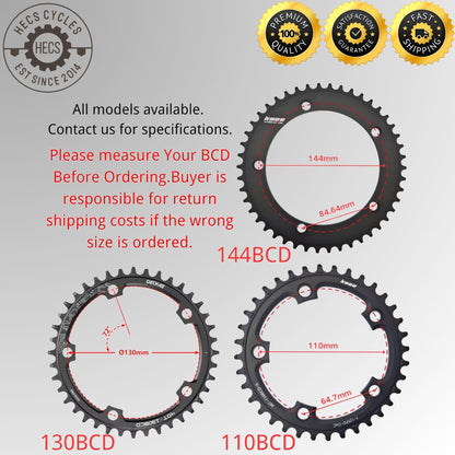 KEOS 144BCD Fixed Gear Track Chainring CNC Aluminium Single Speed 44T–70T Black/Silver