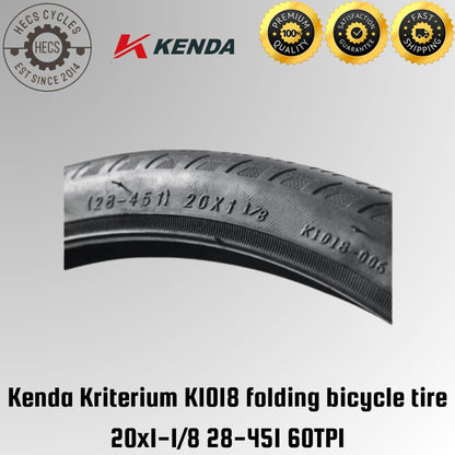 Kenda Kriterium K1018 folding bicycle tire 20x1-1/8 28-451 60TPI