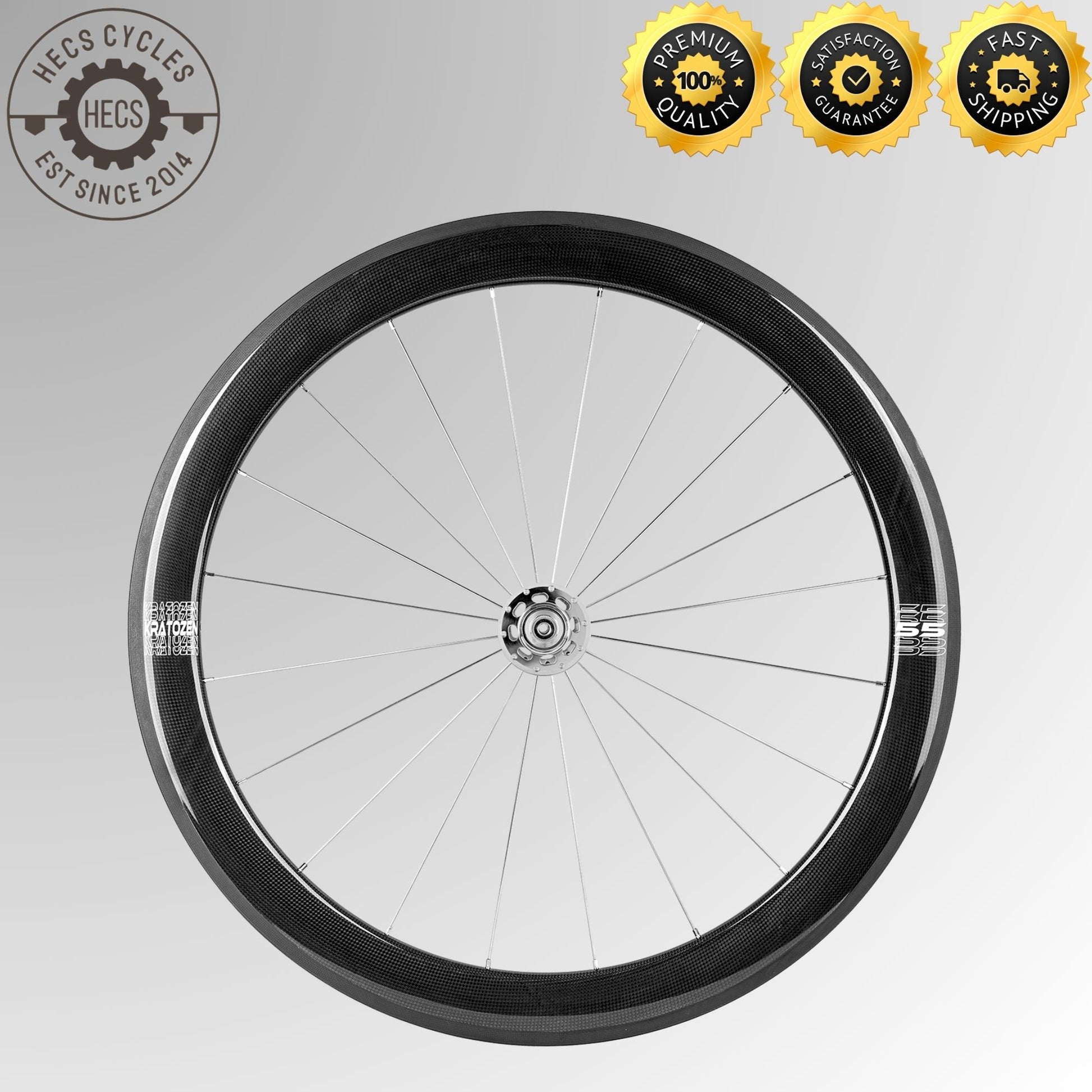 carbon fixed gear wheelset Kratozen 55mm 3k Gloss Carbon Track Wheelset – HECS Cycles
