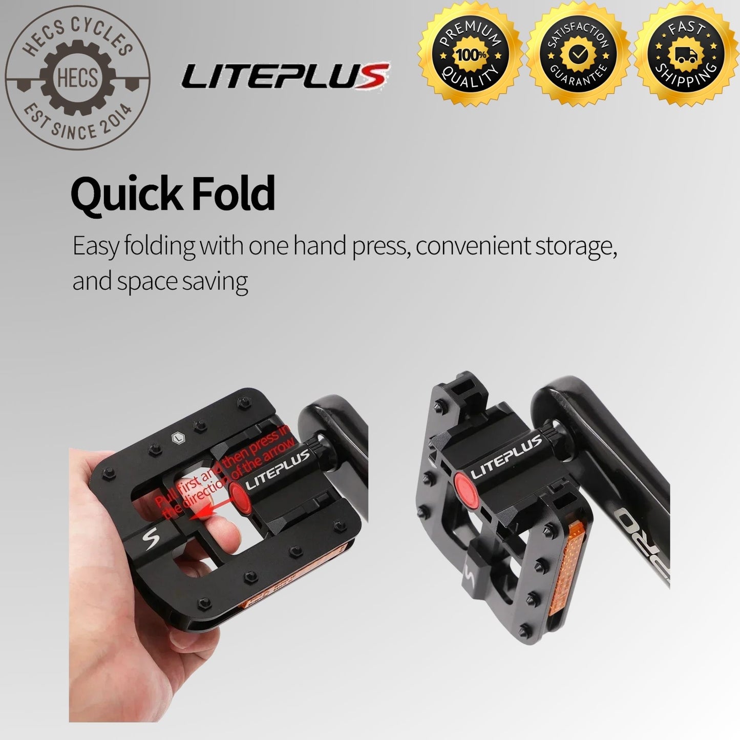 Liteplus Aluminum Alloy Foldable Bike Pedals Quick Folding, Lightweight & Durable Foldable Bicycle Pedals