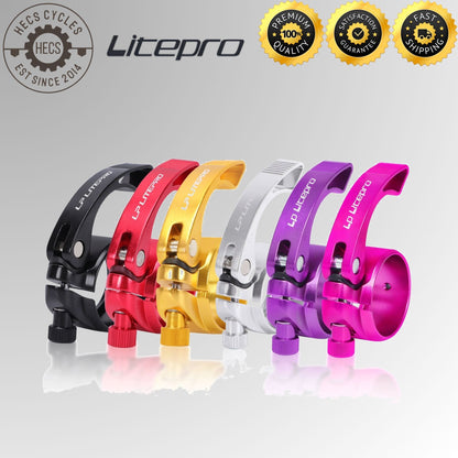 Litepro 40.9mm Folding Bike Seatpost Clamp – Quick Release Aluminum Alloy Seatclamp for 33.9mm Seatpost