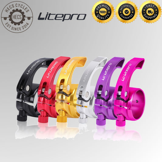 Litepro 40.9mm Folding Bike Seatpost Clamp – Quick Release Aluminum Alloy Seatclamp for 33.9mm Seatpost
