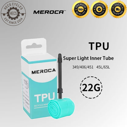 MEROCA Ultralight TPU Folding Bike Inner Tube 349/406/451 Presta Valve 45mm/65mm Portable Bicycle Tube