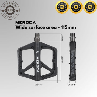 MEROCA Wide Nylon Platform Pedals Mountain Bike Road Bike Foldable MTB Bicycle Pedals