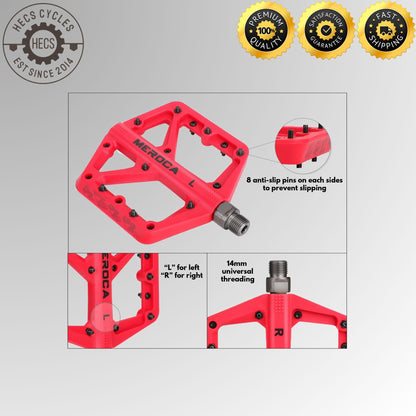 MEROCA Wide Nylon Platform Pedals Mountain Bike Road Bike Foldable MTB Bicycle Pedals
