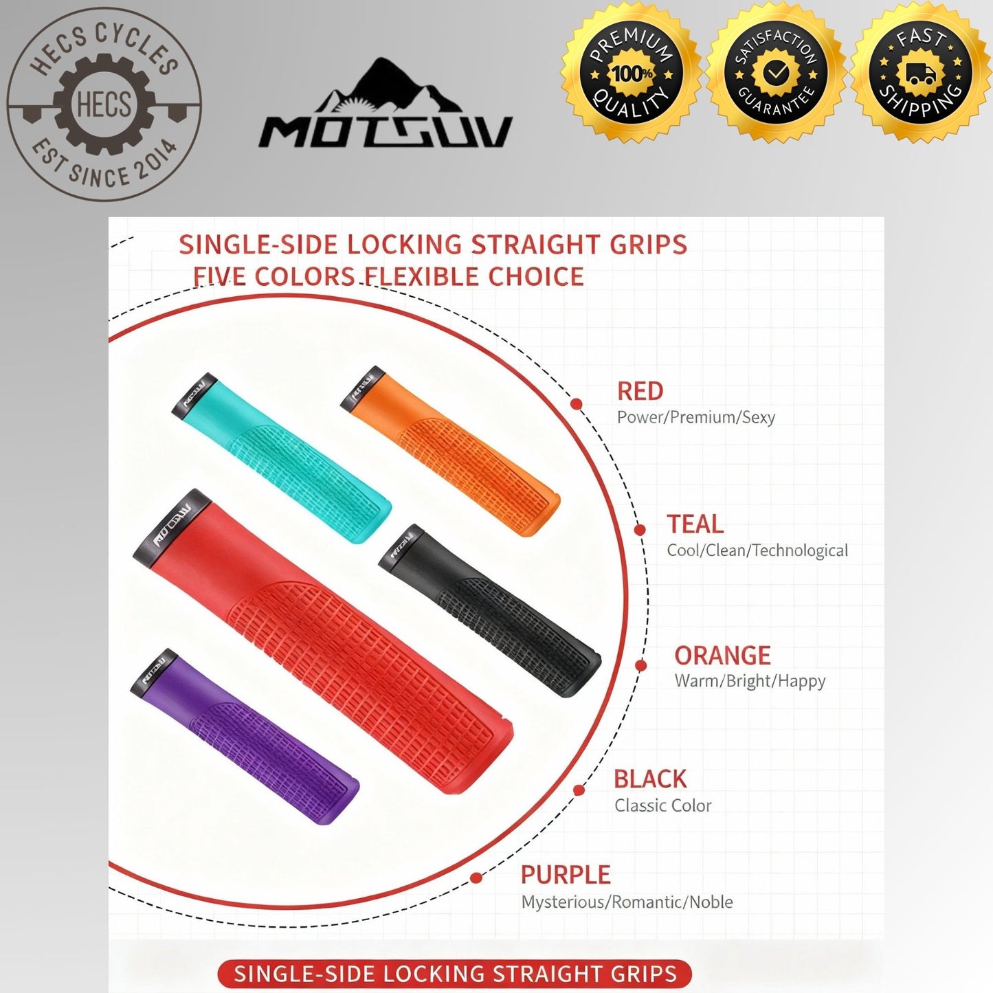 MOTSUV Bicycle Lock-On Bike Grips Ergonomic Anti-Slip Shock-Absorbing Handlebar Grips