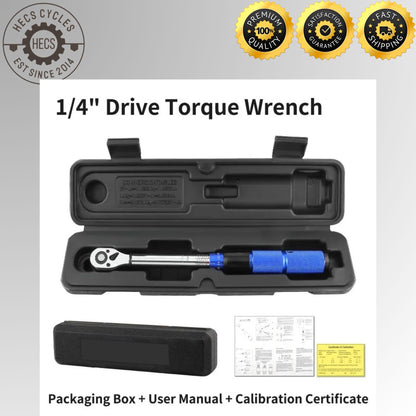 MUQZI 15PCS Bike Torque Wrench Set – 1/4 Inch Drive with Bit Sockets for MTB, Road & Folding Bicycle Maintenance