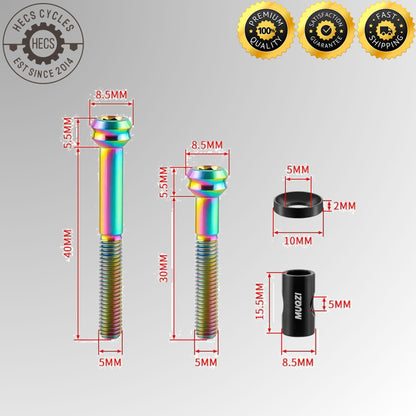 MUQZI 2Pcs Seatpost Bolts TC4 Titanium Alloy M5x30/40MM Bicycle Saddle Fixed Bolts Screws